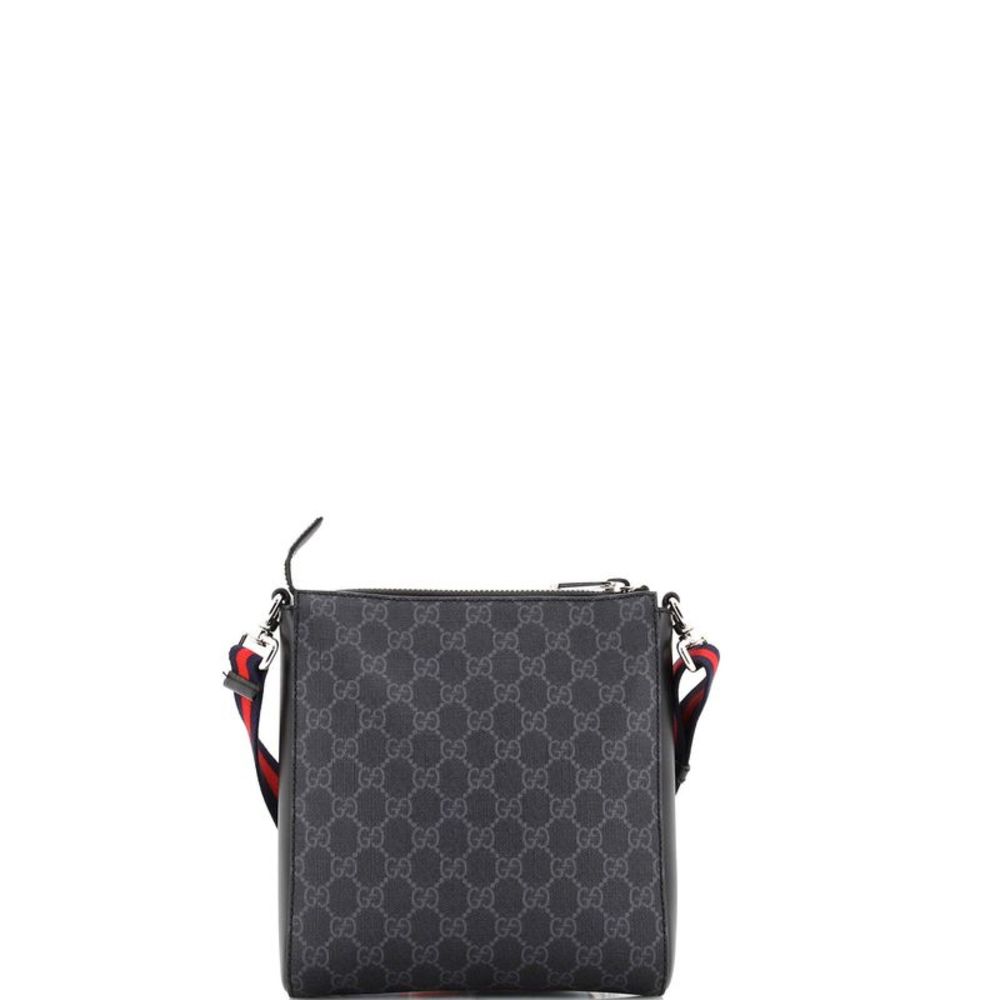 Gucci Web Strap Front Zip Messenger Bag GG Coated Canvas Small Black - Picture 3 of 6